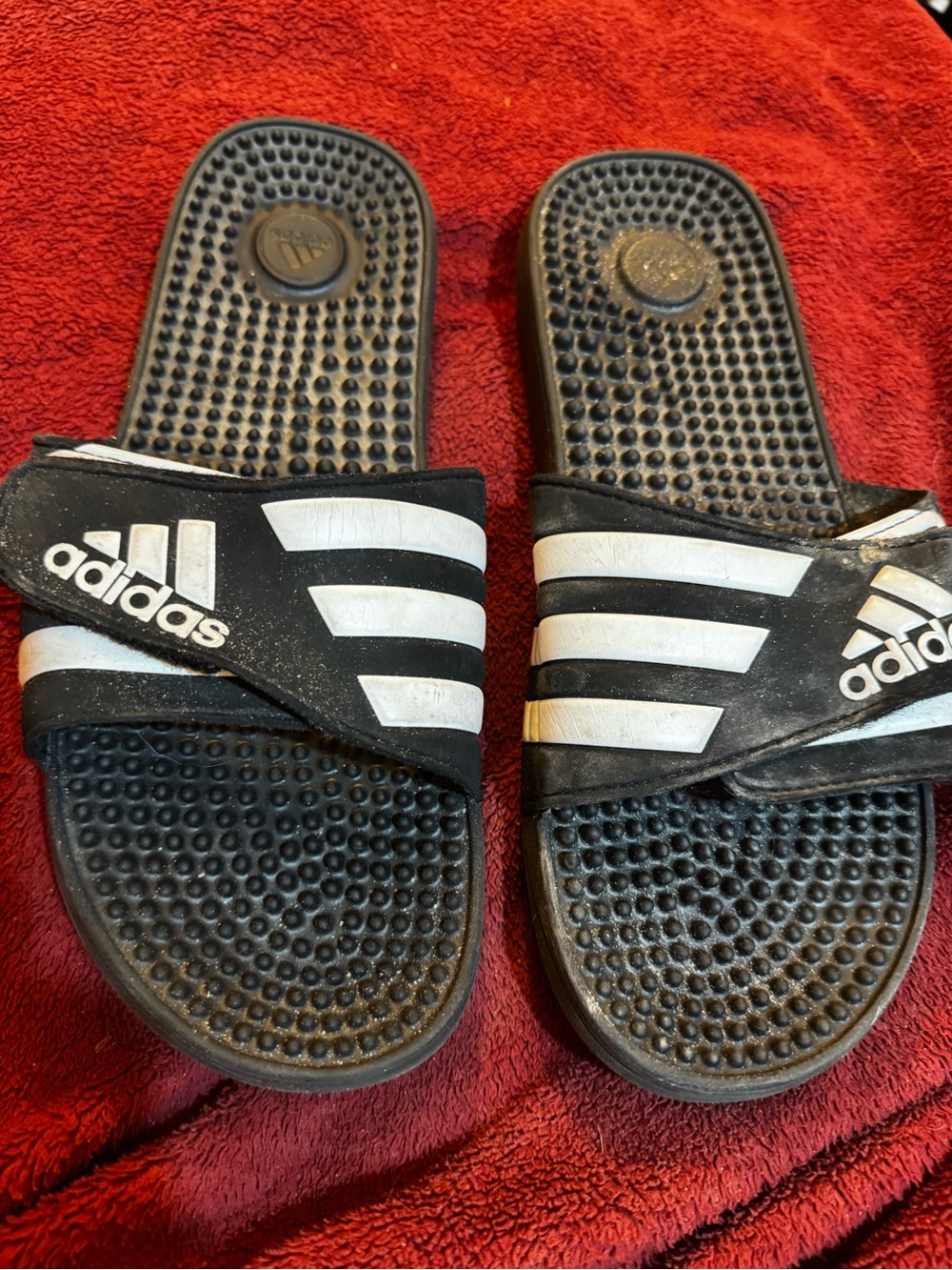 adidas Black and Burgundy Athletic Slide
